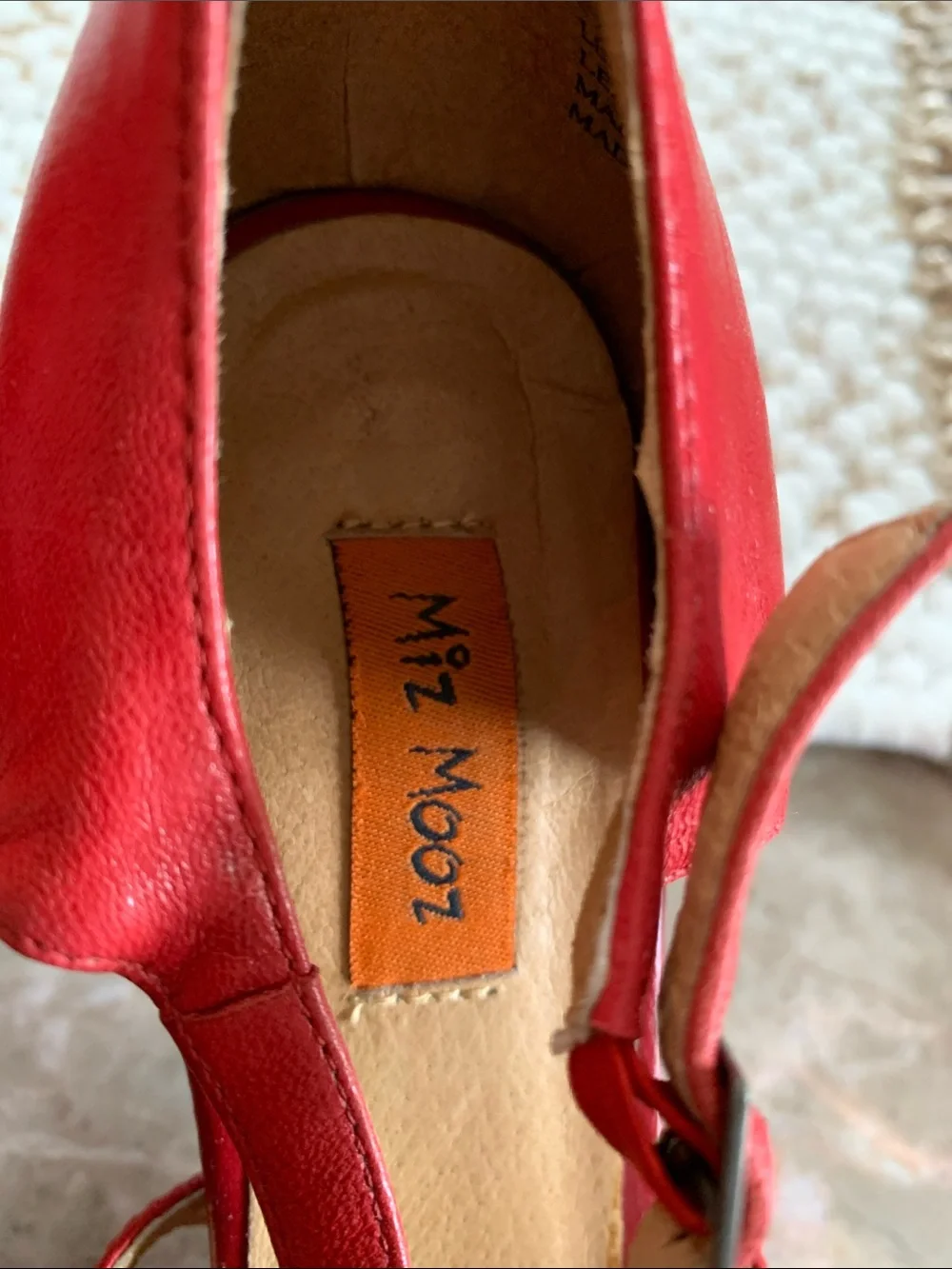 Miz Mooz Red Strappy Maryjane leather Block Heels retro 7.5 store model